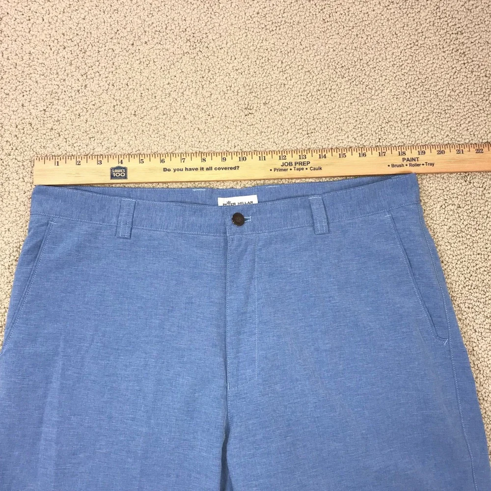 Peter Millar Crown Sport Mens Blue Performance Golf Shorts Size 36 Heathered